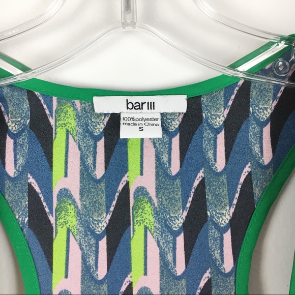 Bar III Abstract Print & Blue Stripe Tank Top S - Picture 3 of 6